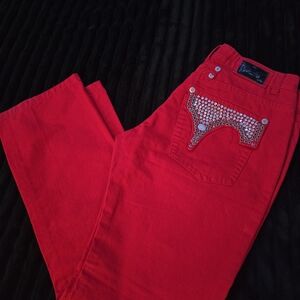 Robin's Jean Red Denim with Black Accents